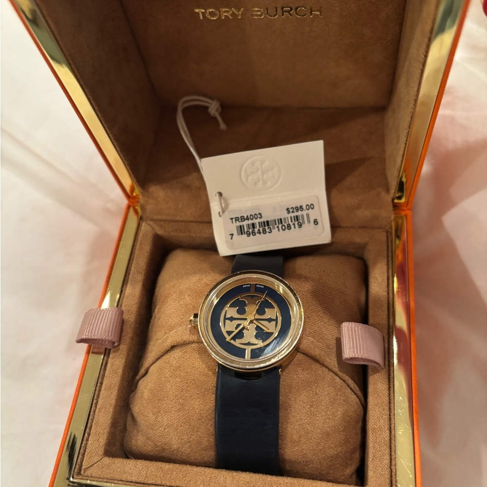 Tory Burch Gold and Navy Reva Watch